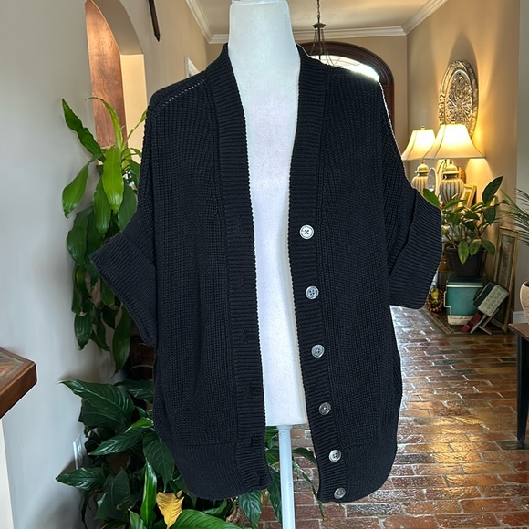 Talbots button front dolmen sleeve 100% cotton sweater szMP - Picture 1 of 8